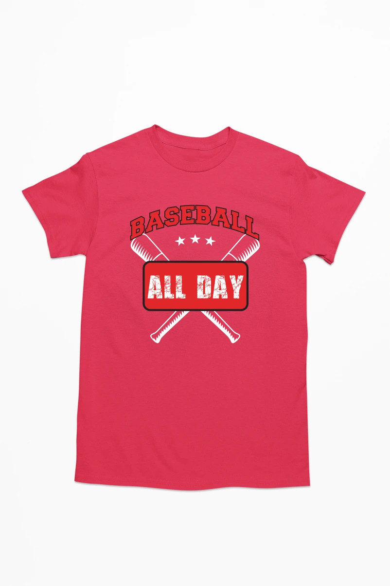 Baseball All Day Men's Tshirt (Red, S)