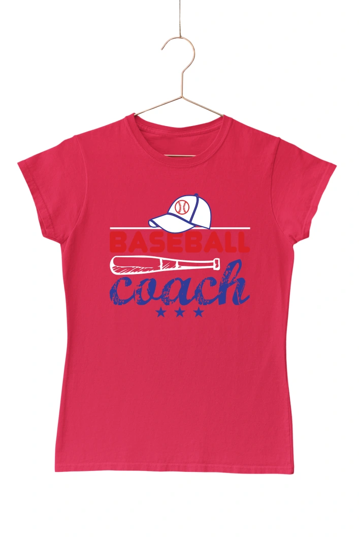 Baseball Coach Women's Tshirt (Red, S)