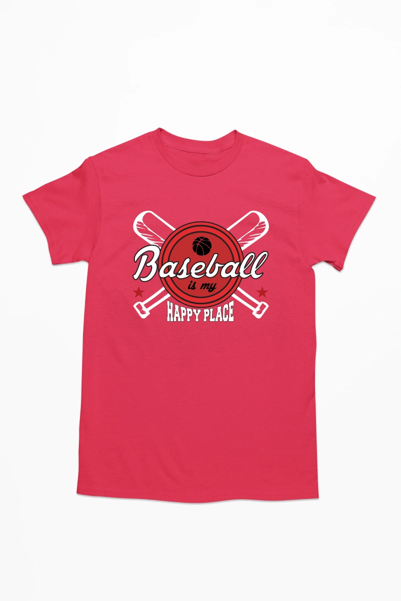 Baseball is My Happy Place Ver.2 Men's Tshirt (Red, S)