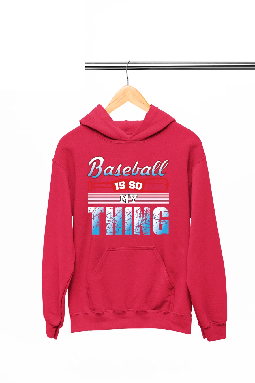 Baseball Is So My Thing Ver.2 Hoodie (Red, S)