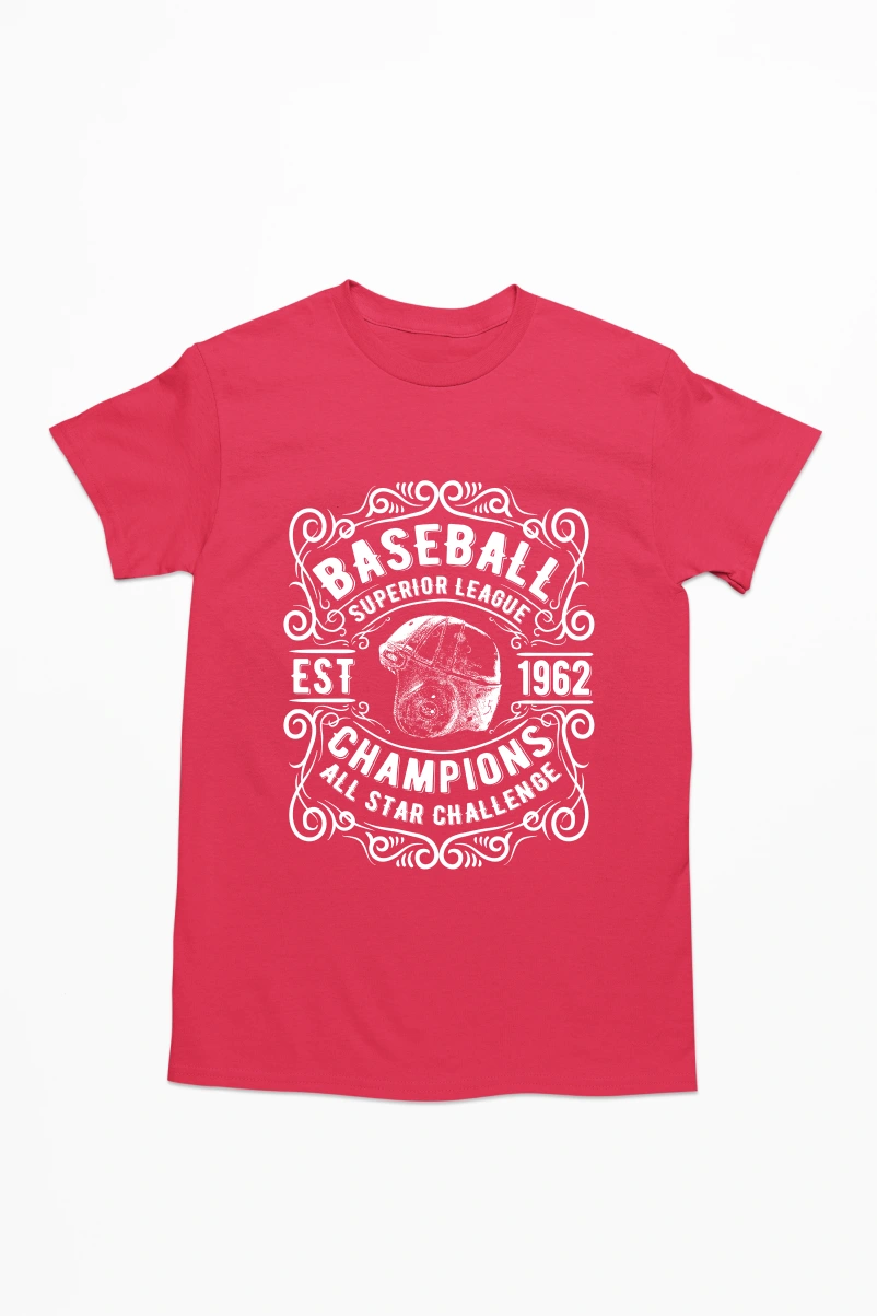 Baseball Superior League Men's Tshirt (Red, S)