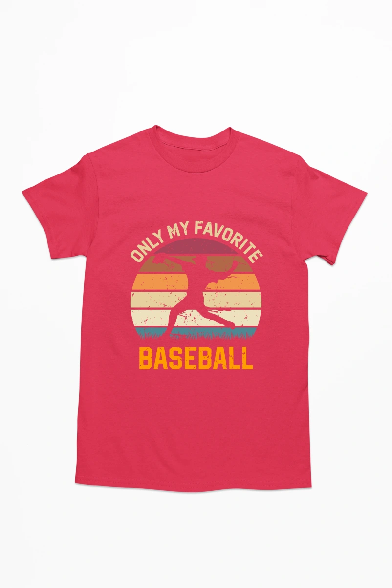 Only My Favorite Baseball Men's Tshirt (Red, S)