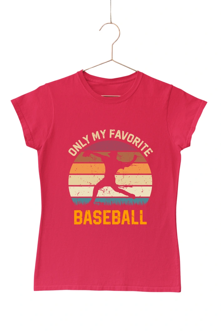 Only My Favorite Baseball Women's Tshirt (Red, S)