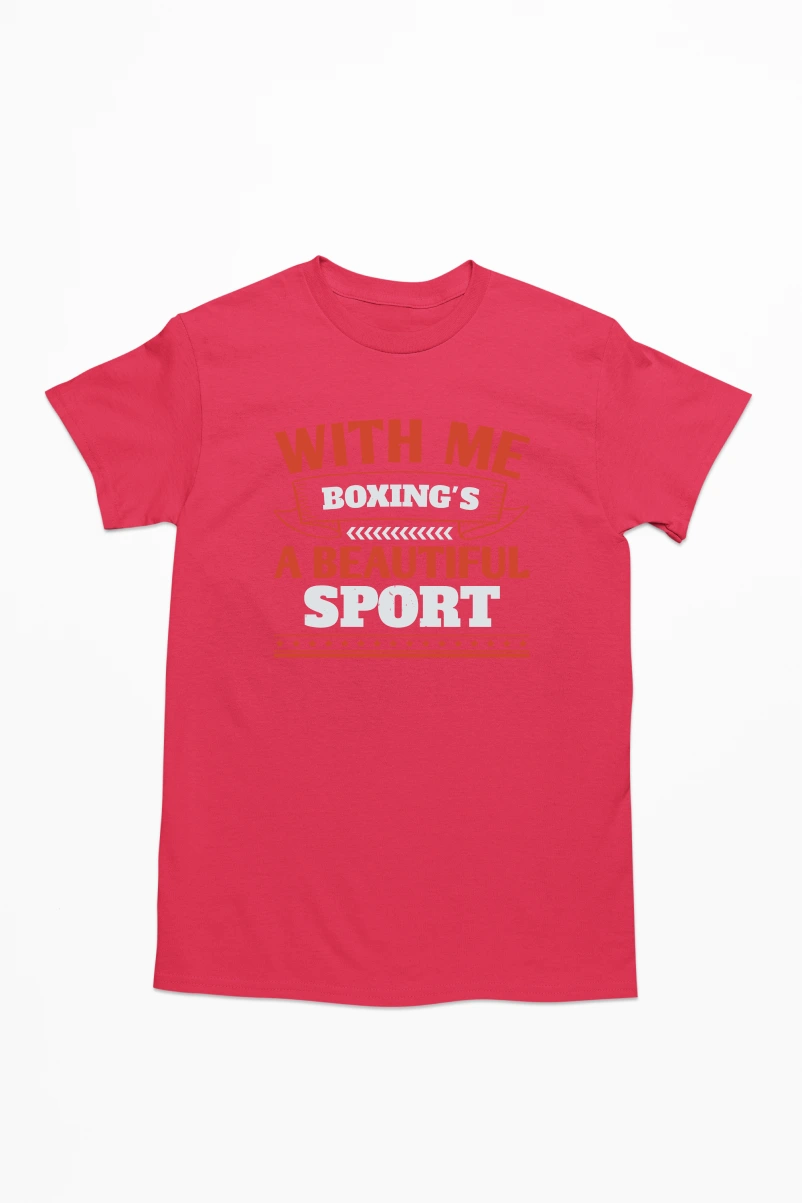 With Me Boxing's A Bautiful Sport Men's Tshirt (Red, S)