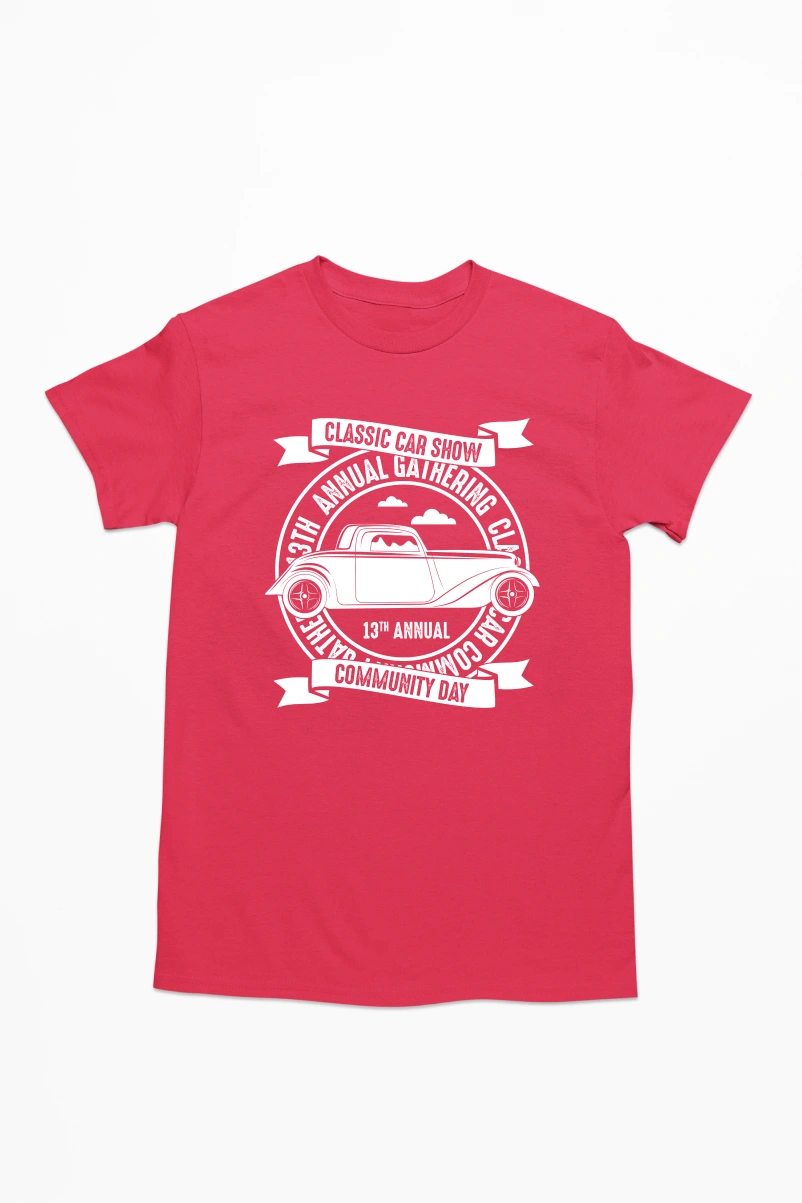Classic Car Show Men's Tshirt (Red, S)