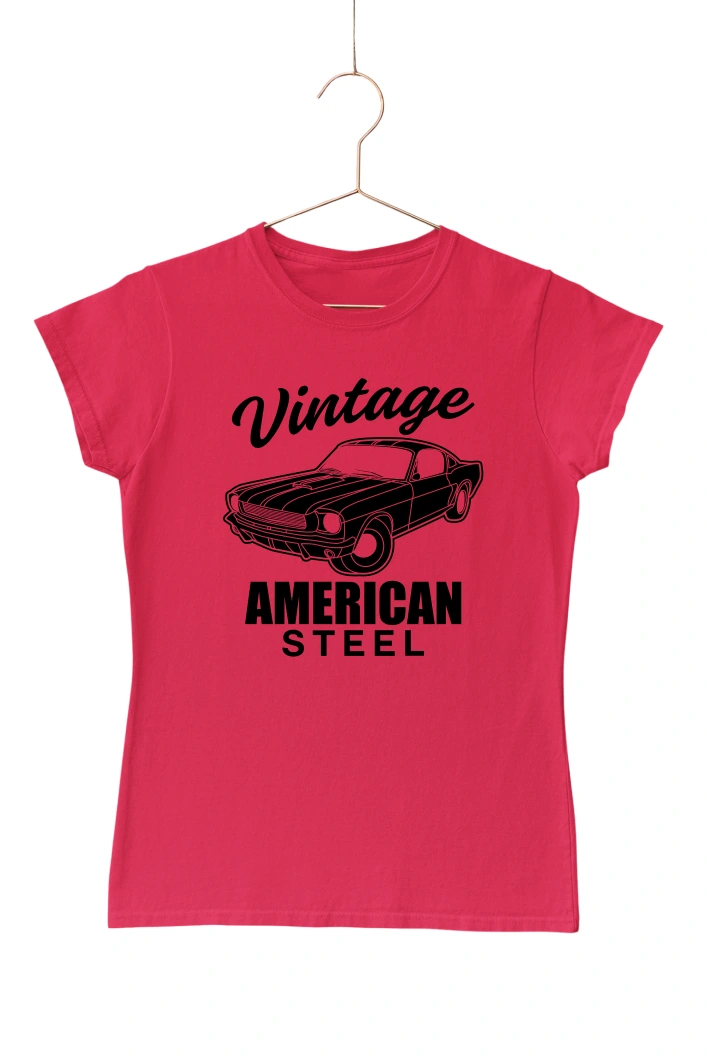 Vintage American Steel Women's Tshirt (Red, S)