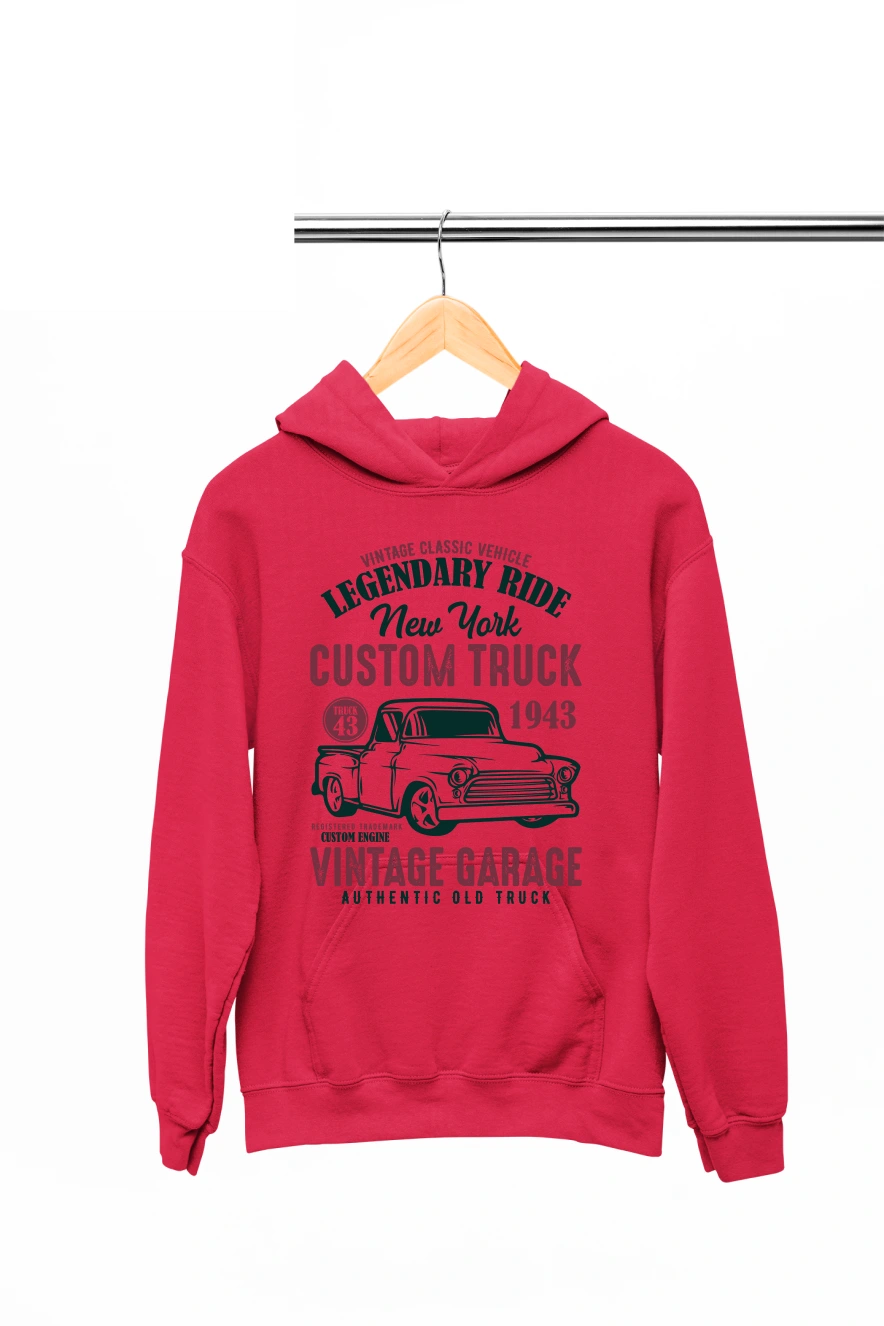 Vintage Classic Vehicle Legendary Ride Hoodie (Red, S)