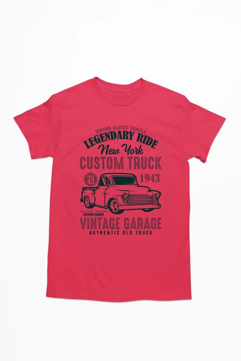 Vintage Classic Vehicle Legendary Ride Men's Tshirt (Red, S)