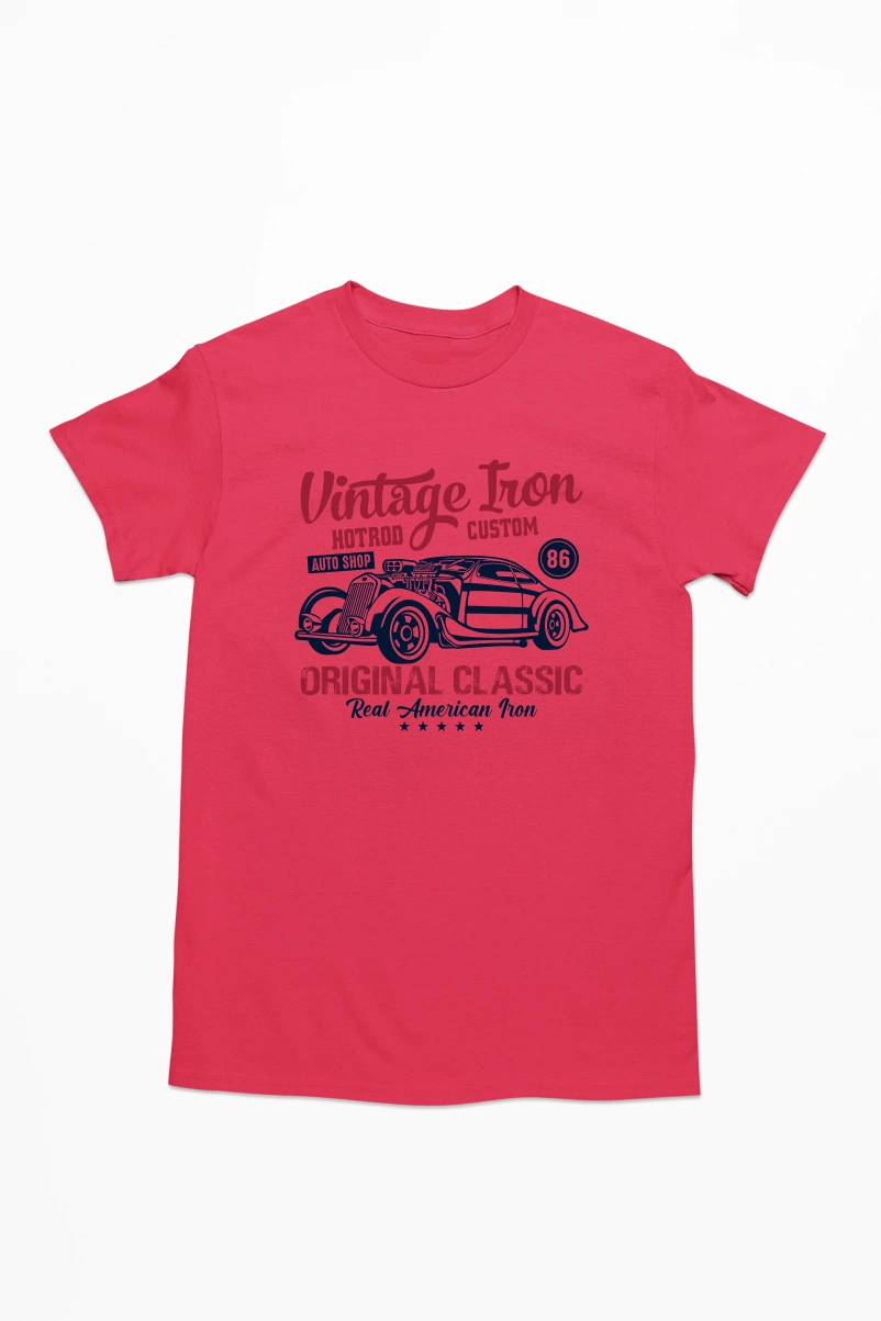 Vintage Iron Hotrod Custom Men's Tshirt (Red, S)