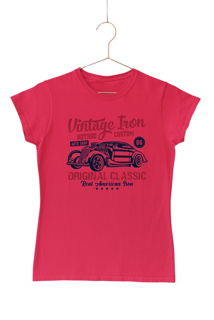 Vintage Iron Hotrod Custom Women's Tshirt (Red, S)