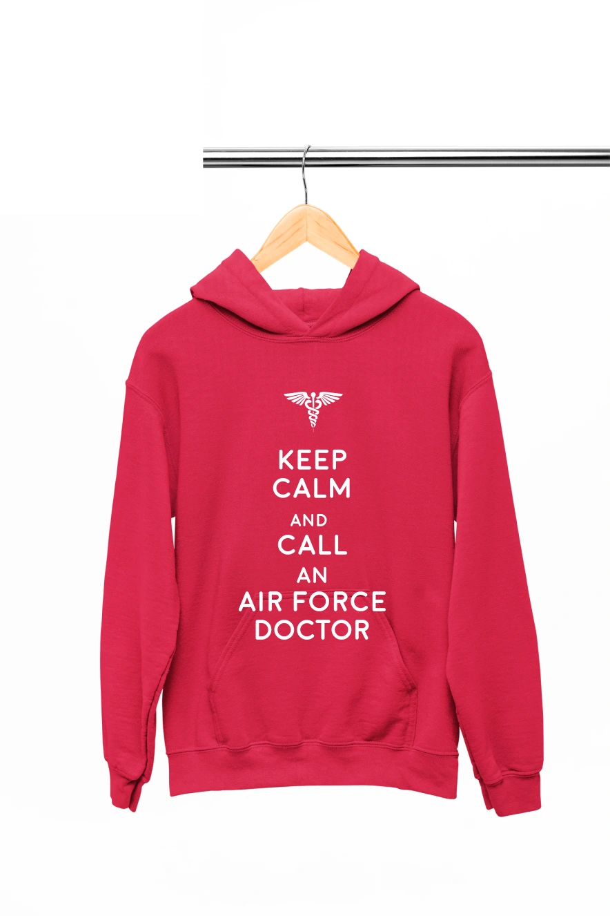 Keep Calm and Call Air Force Doctor Hoodie (Red, S)