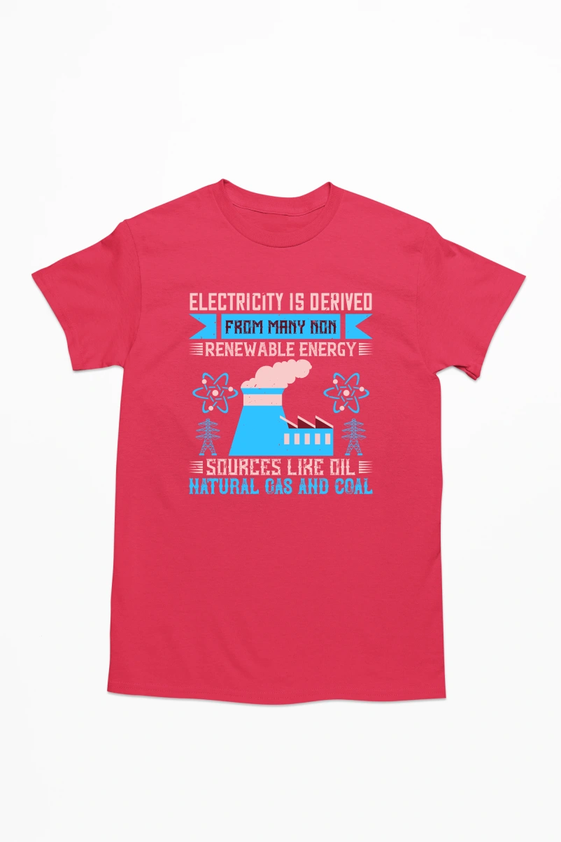 Electricity is Derived From many Non Renewable Energy Men's Tshirt (Red, S)