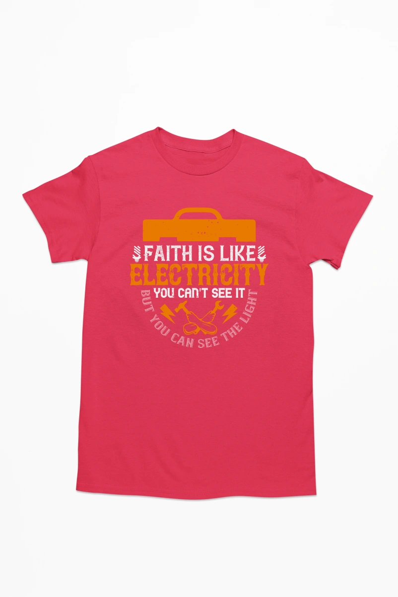 Faith is Like Electricity Men's Tshirt (Red, S)