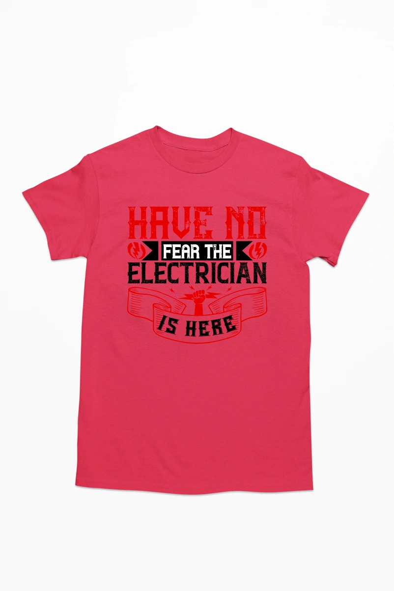 Have No Fear the Electrician is Here Men's Tshirt (Red, S)