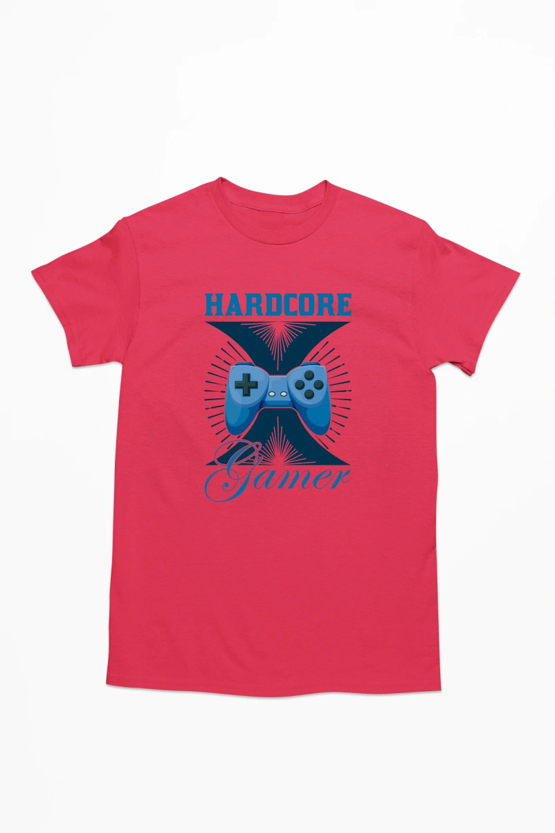 Hardcore Gamer Men's Tshirt (Red, S)