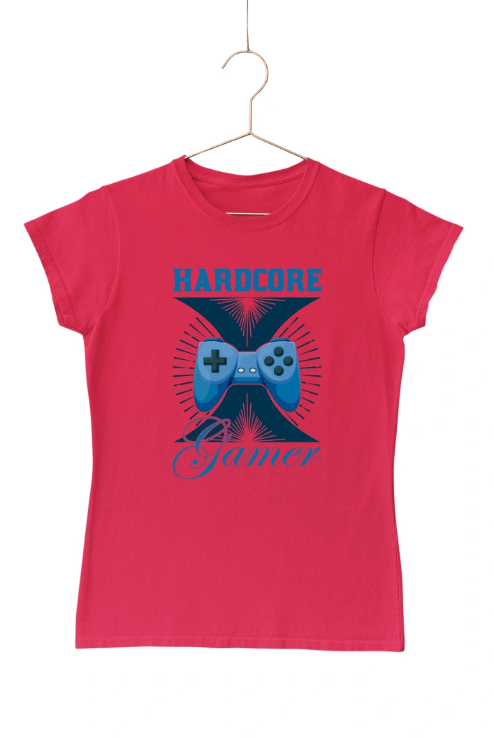 Hardcore Gamer Women's Tshirt (Red, S)