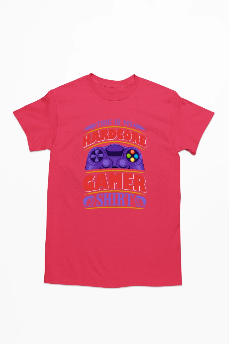 This is my Hardcore Gamer Shirt Men's Tshirt (Red, S)