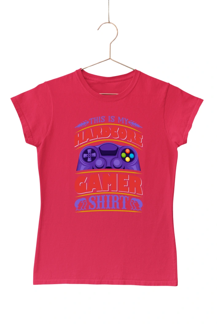 This is my Hardcore Gamer Shirt Women's Tshirt (Red, S)