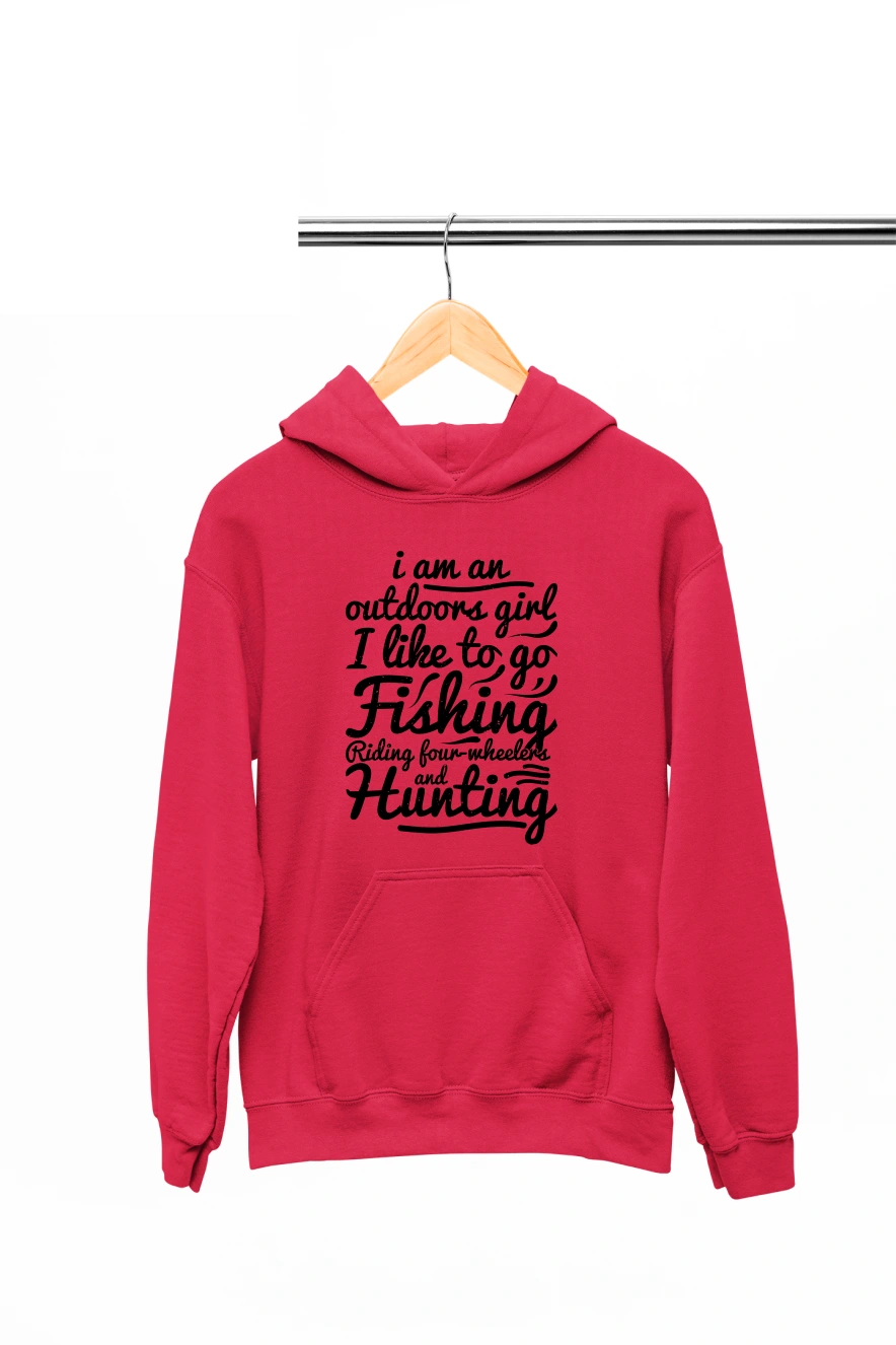 I am an Outdoor Girl Hoodie (Red, S)