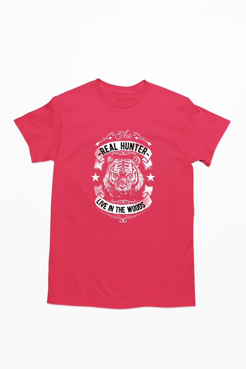 Real Hunter Live in the Woods Men's Tshirt (Red, S)