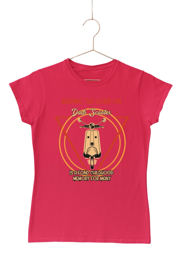 Beeping the Horn on Dads Scooter Women's Tshirt (Red, S)