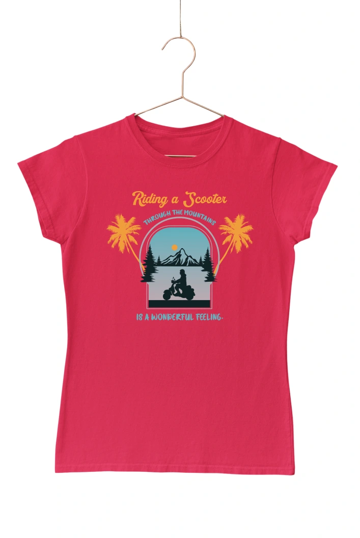Riding a Scooter Through the Mountains is a Wonderful Feeling Women's Tshirt