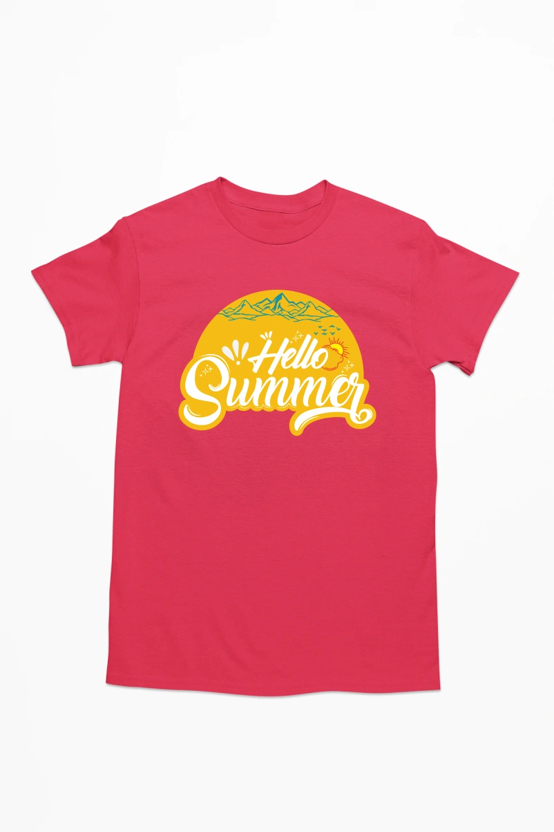 Hello Summer Men's Tshirt (Red, S)