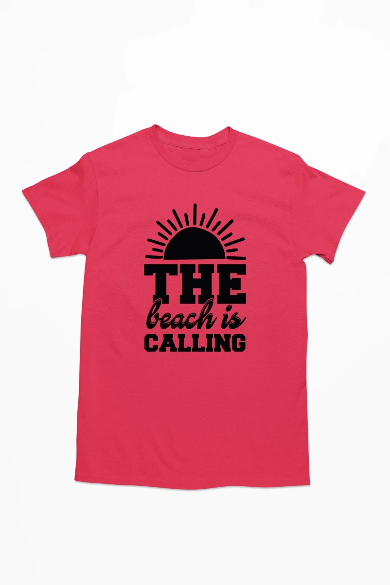 The Beach is Calling Men's Tshirt (Red, S)