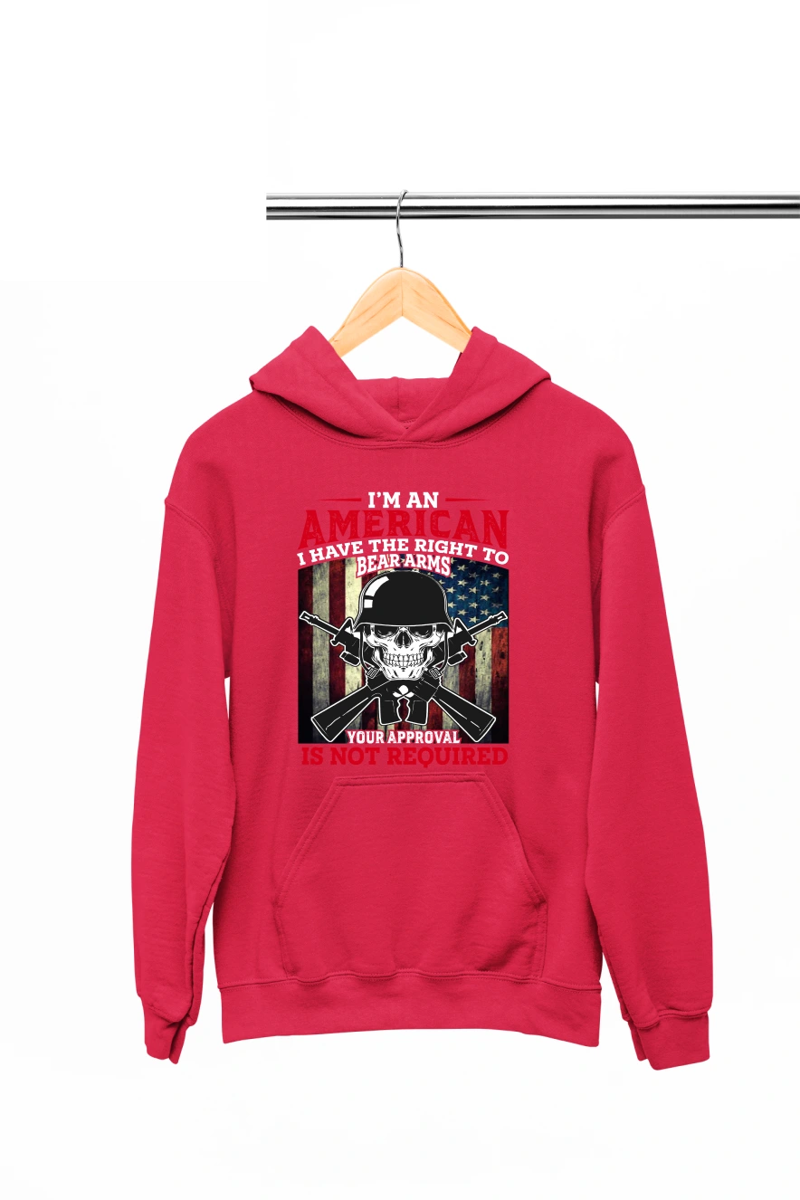 I'm American I Have the Right to Bear Arms Hoodie (Red, S)