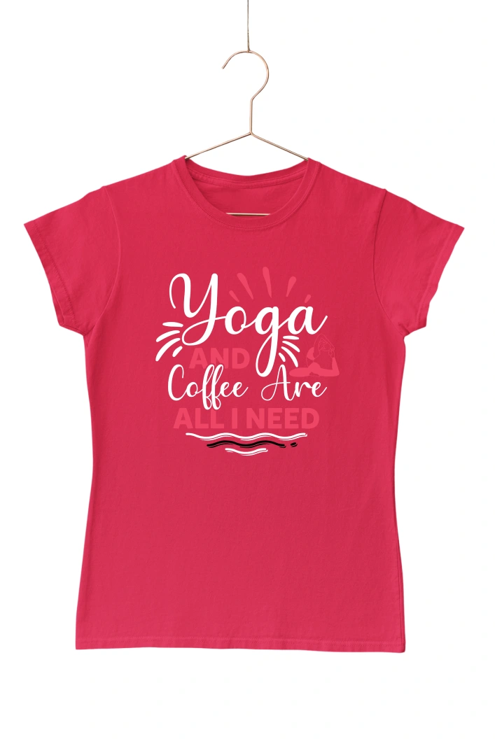 Yoga and Coffee Are All I Need Women's Tshirt (Red, S)