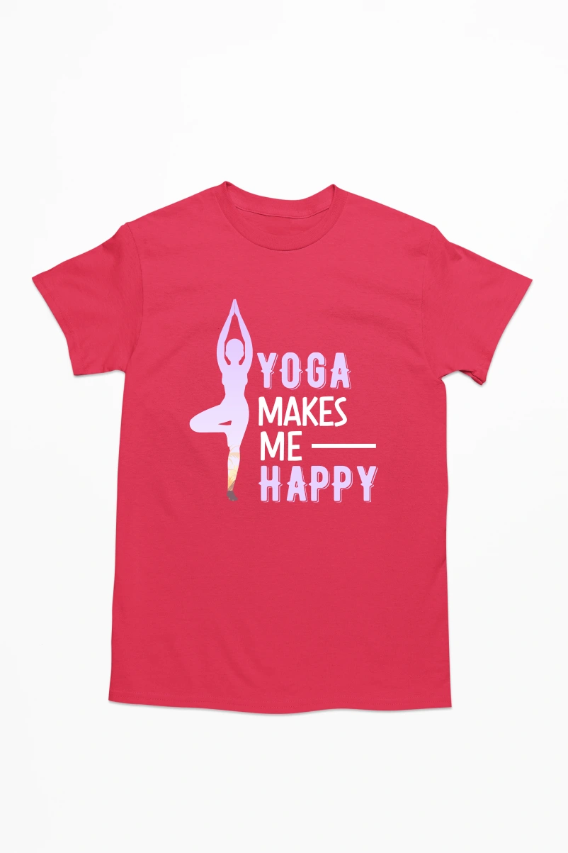 Yoga Makes Me Happy Ver.2 Men's Tshirt (Red, S)