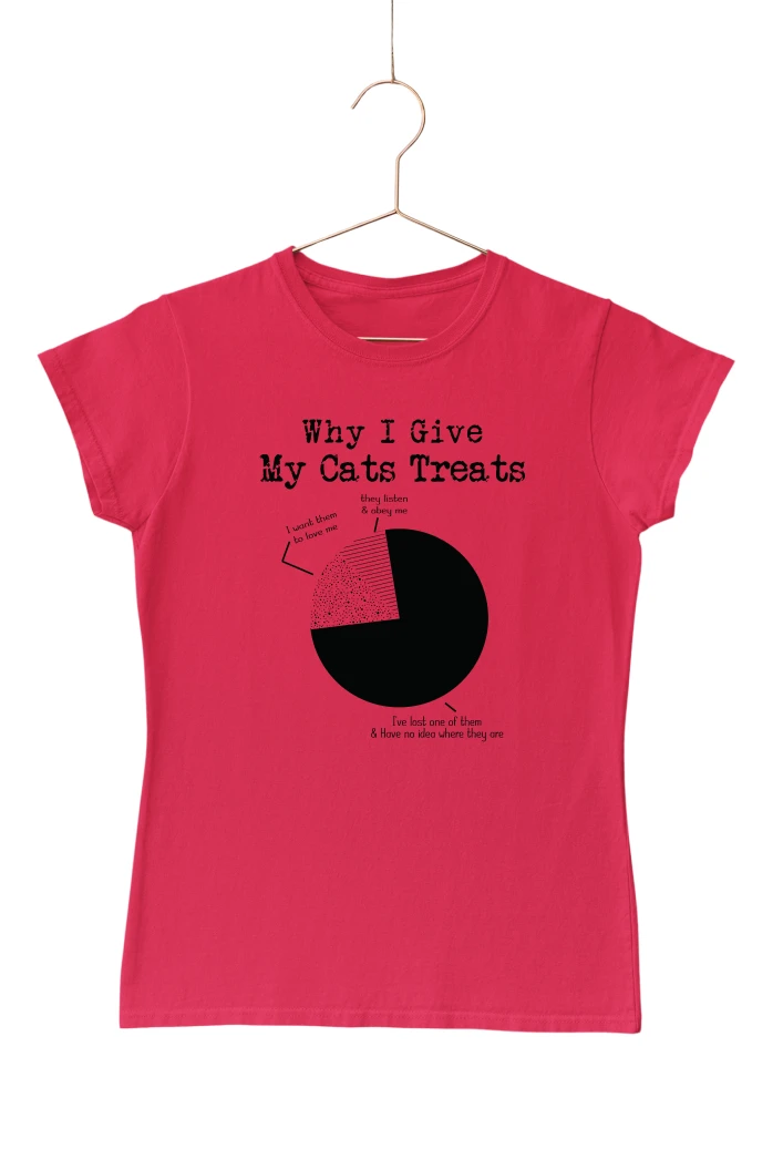 Why I Give My Cats Treats Women's Tshirt (Red, S)