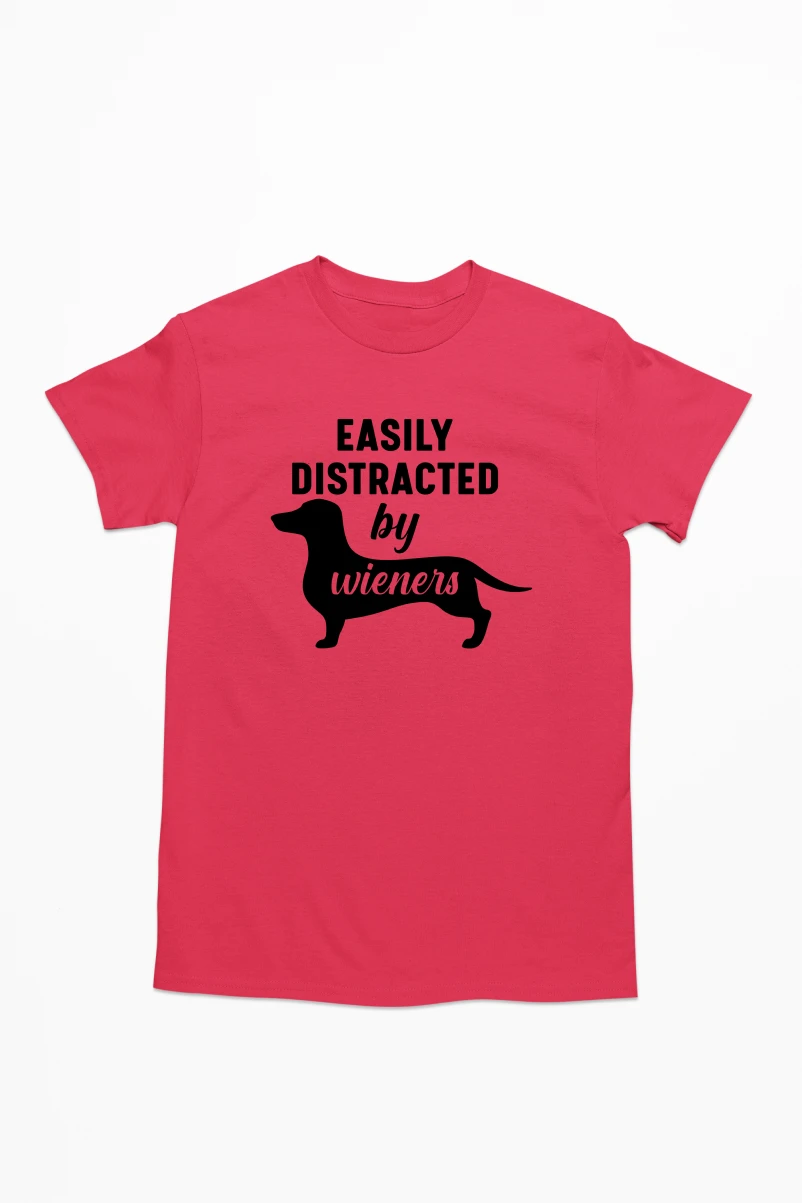 Easily Distracted By Wieners Men's Tshirt (Red, S)