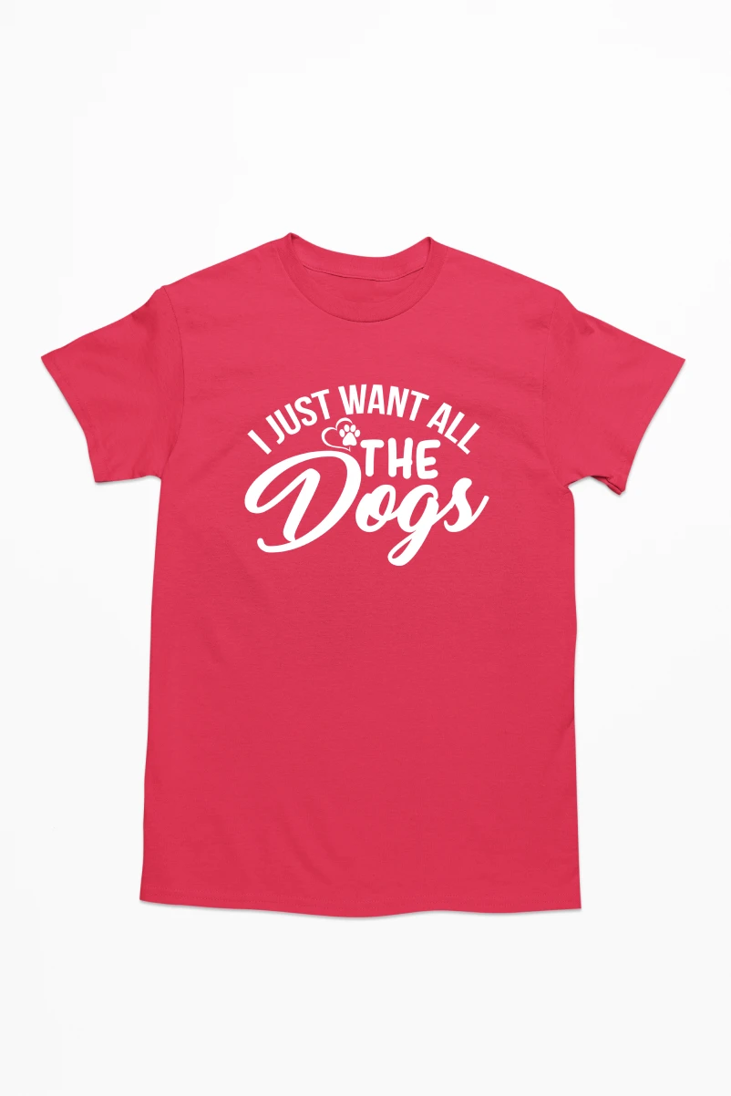 I Just Want All the Dogs Men's Tshirt (Red, S)