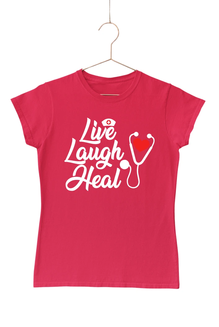 Live Laugh Heal Women's Tshirt (Red, S)